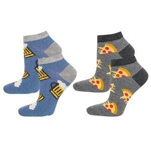 Set of 2x Colorful SOXO GOOD STUFF men's socks funny pizza