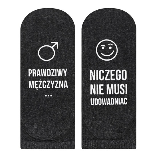 Black men's socks SOXO with funny polish inscriptions cotton