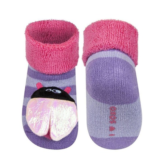 Colorful SOXO baby socks with a 3D rattle