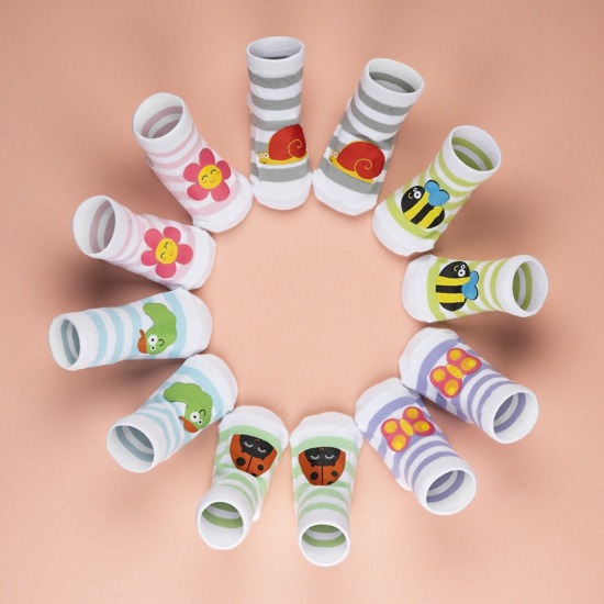 Colorful SOXO baby socks with a butterfly