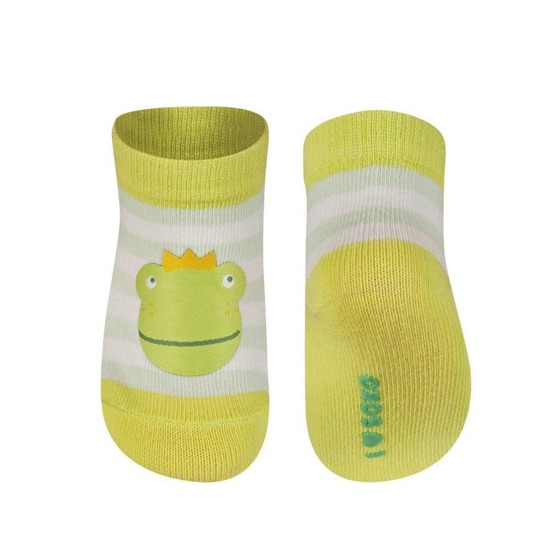Colorful SOXO baby socks with a frog