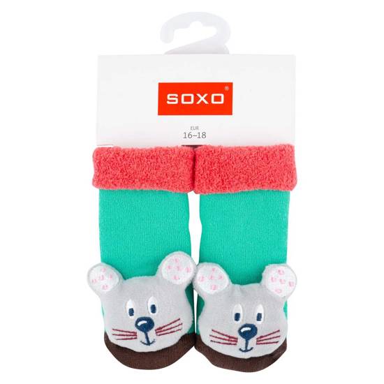 Colorful SOXO baby socks with a rattle and ABS