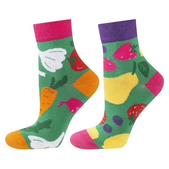 Colorful SOXO women's socks mismatched, funny with vegetables