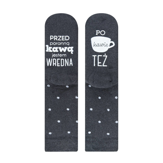 Dark long women's SOXO socks with Polish inscriptions funny terry gift