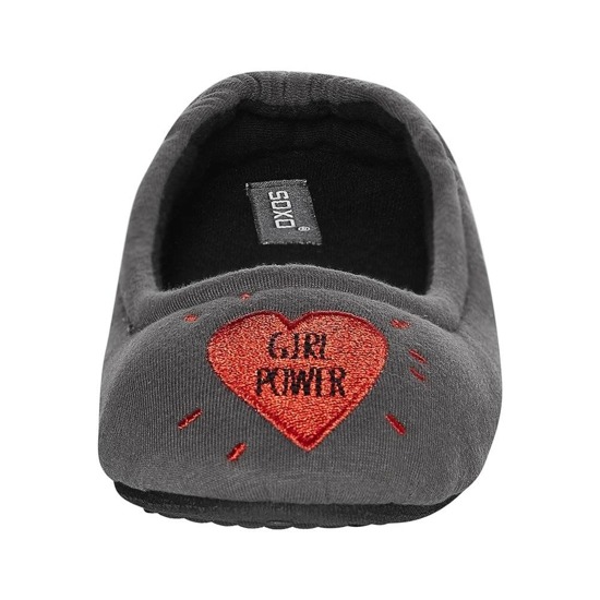 Gray SOXO GIRL POWER women's gray ballerinas slippers with a hard TPR sole