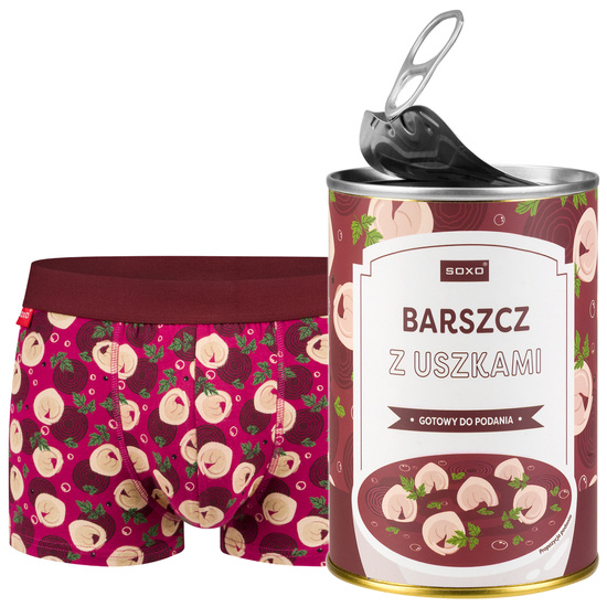 Men's boxer shorts Red borscht in a can SOXO | Perfect for a gift | Boy's Day | Funny cotton panties