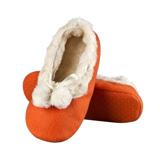 Orange ballerina slippers SOXO with pompoms