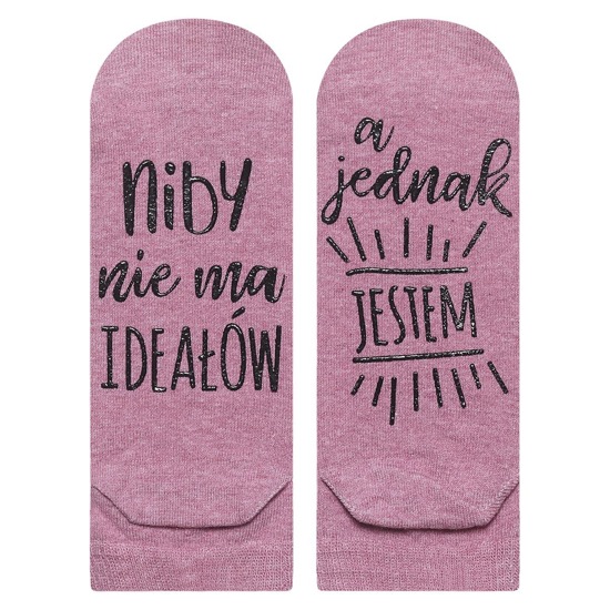 Pink SOXO women's socks with Polish inscriptions funny gift