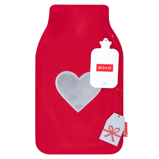 Red hot water bottle SOXO heater - gift for Valentine's Day