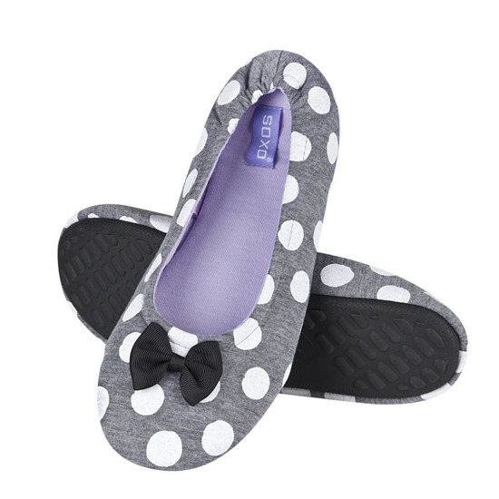 SOXO Women's ballerina slippers with polka-dot bow with TPR