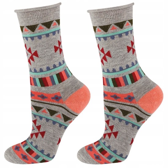 SOXO Women's pressure free socks in Aztec pattern