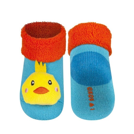 SOXO infant socks with chicken-rattle