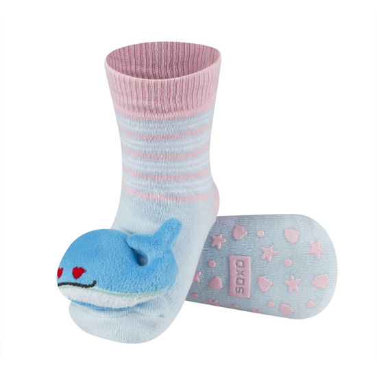 SOXO socks with whale-rattle 