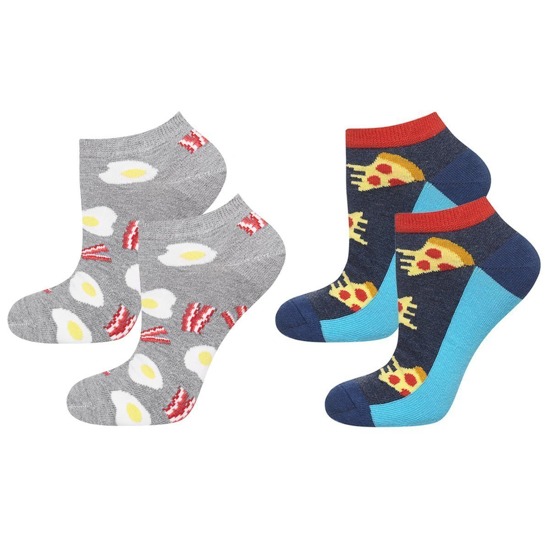 Set of 2x Colorful SOXO GOOD STUFF men's socks funny pizza