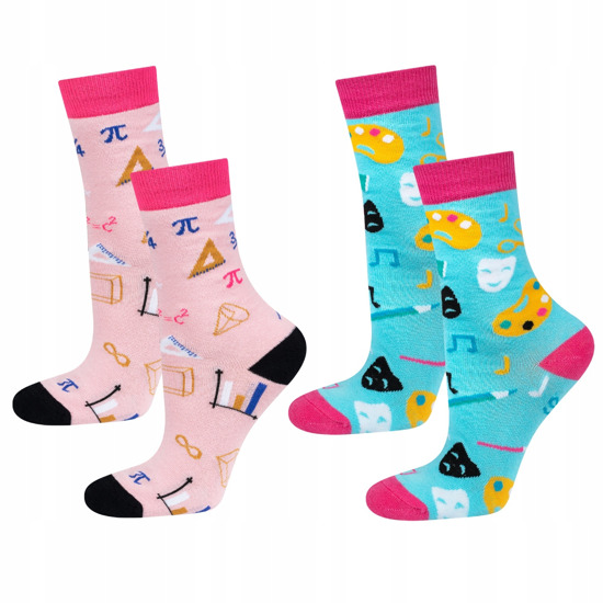 Set of 2x SOXO children's socks maths and arts