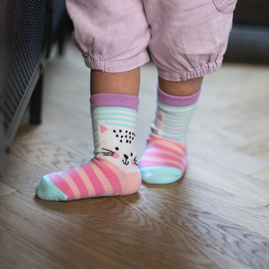 Set of 3x Colorful SOXO children's socks animals