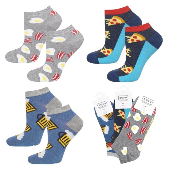 Set of 3x Colorful men's socks SOXO GOOD STUFS cotton Pizza