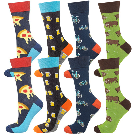 Set of 4x Colorful SOXO GOOD STUFF Pizza gift socks
