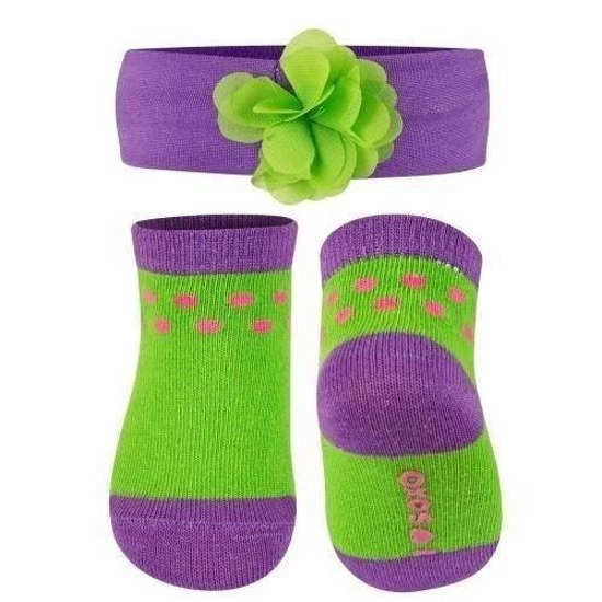 Violet-green baby set SOXO socks with headband