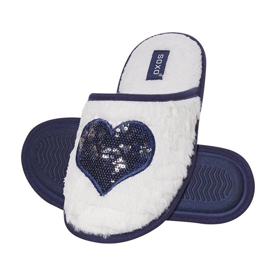 White SOXO women's slippers with a heart and a hard TPR sole