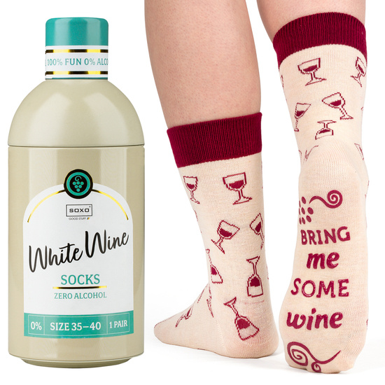 Women's SOXO GOOD STUFF socks with White Wine in a bottle