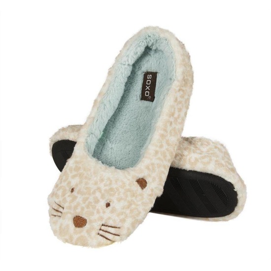 Women's ballerina slippers SOXO animals with a hard TPR sole
