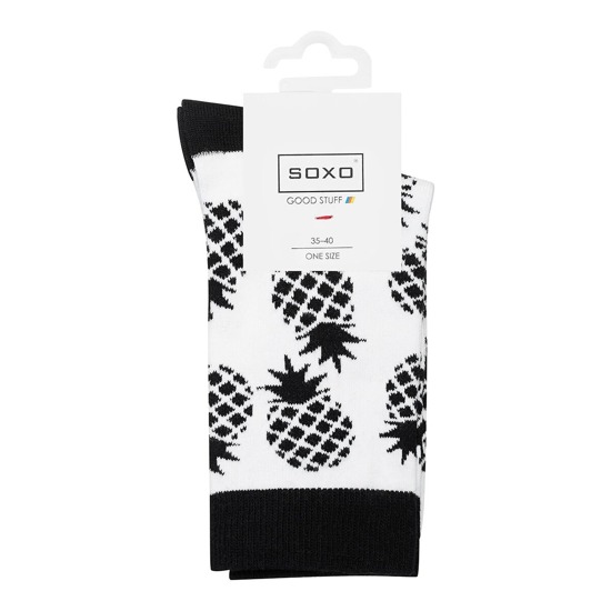 Women's socks SOXO GOOD STUFF black and white Pineapple