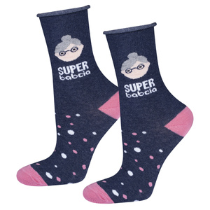 A set of men's socks "Super Dziadek" and women's socks "Super Babcia" SOXO gift for Grandma and Grandpa