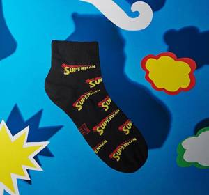 Black SOXO black socks Superman DC Comics cotton socks