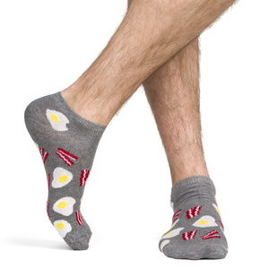 Colorful men's socks SOXO GOOD STUFF funny scrambled eggs with bacon