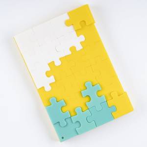 Funny notebook A6 notebook in yellow and blue puzzle for a gift