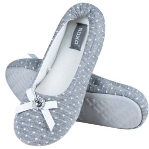 Gray SOXO gray women's slippers with a cotton diamond with a hard TPR sole