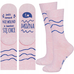 Pink SOXO long women's socks with funny Polish inscriptions gift