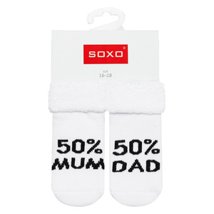 SOXO gray baby socks with inscriptions
