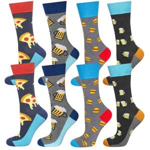 Set of 4x Colorful SOXO GOOD STUFF men's socks funny Pizza