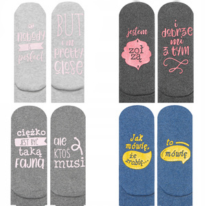 Set of 4x Colorful SOXO women's long socks with funny Polish inscriptions