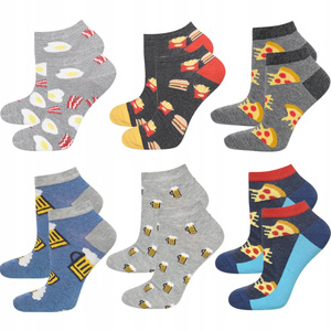 Set of 6x colorful SOXO GOOD STUFF men's socks funny pizza