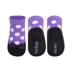 Violet SOXO baby socks ballerinas with an inscription