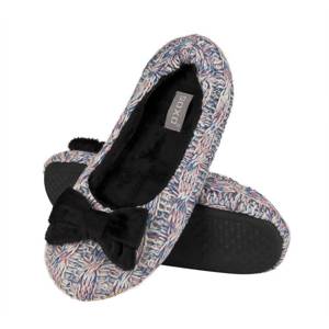 Women's SOXO woolen ballerinas slippers with a bow and a hard TPR sole