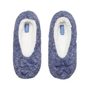 Women's blue SOXO ballerina slippers, knitted with fur and a soft sole