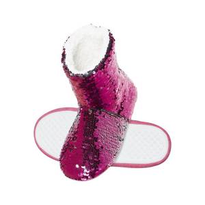 Women's high SOXO slippers with sequins and a hard TPR sole