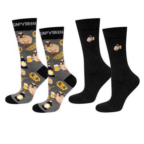 SOXO men's capybara socks with beer - 2 