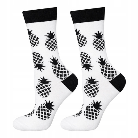 Women's socks SOXO GOOD STUFF black and white Pineapple