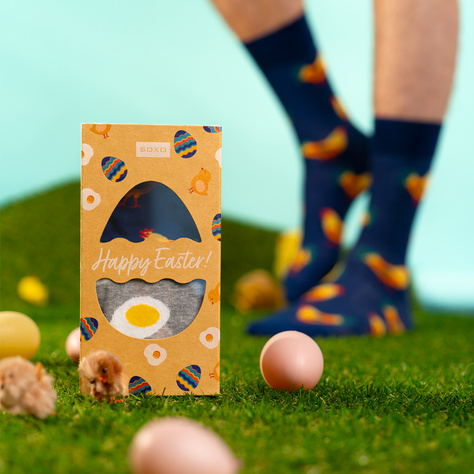 SOXO men's egg and rooster socks in a pack - 2 pairs