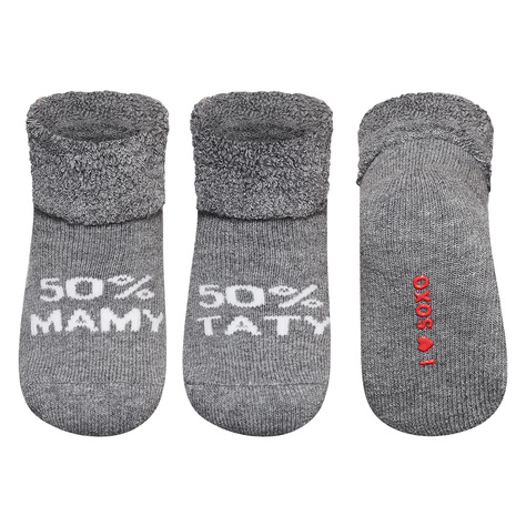 SOXO gray baby socks with inscriptions