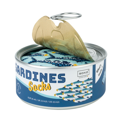 Colorful women's feet SOXO GOOD STUFF funny sardines in a tin for a gift