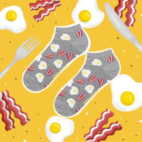 Set of 3x GOOD STUFF men's socks beer scrambled eggs with bacon bulldogs funny cotton for gift