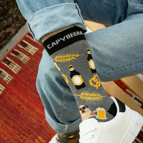 SOXO men's capybara socks with beer - 2 