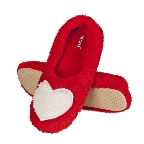 Red SOXO women's ballerina slippers with a heart