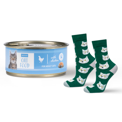 SOXO men's women's socks cat in a can 